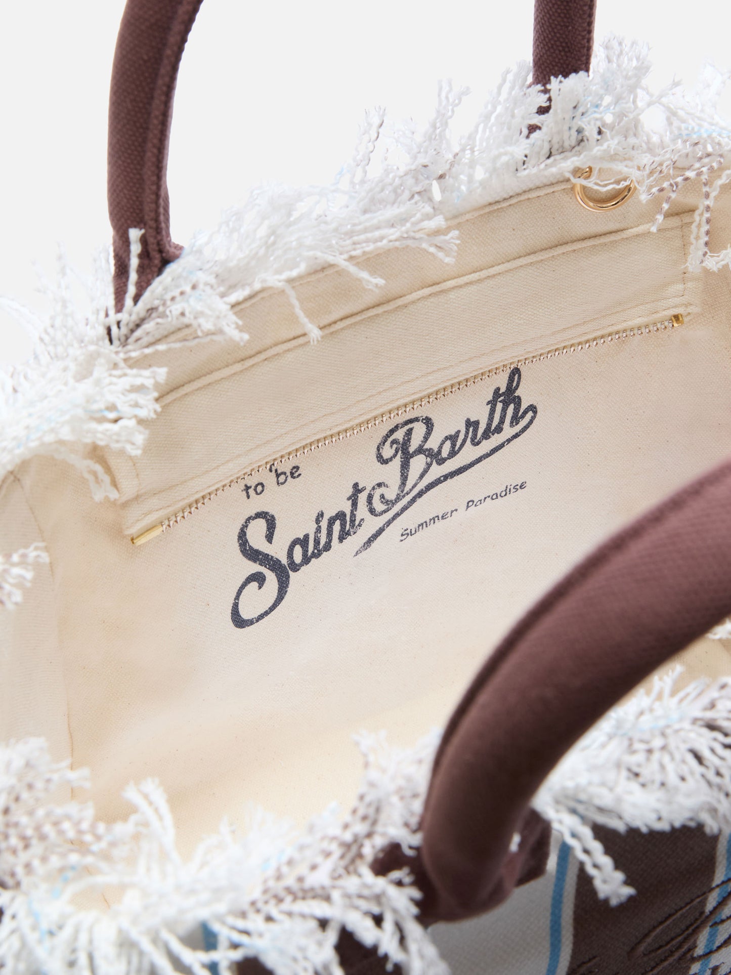 Colette canvas bag with brown stripes and embroidered logo