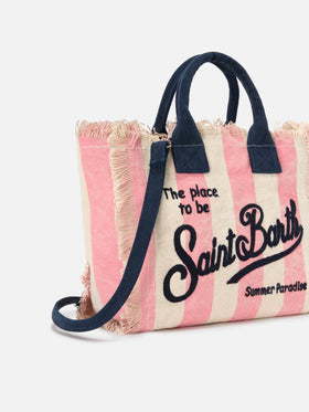 Borsa Colette in canvas a righe rosa
