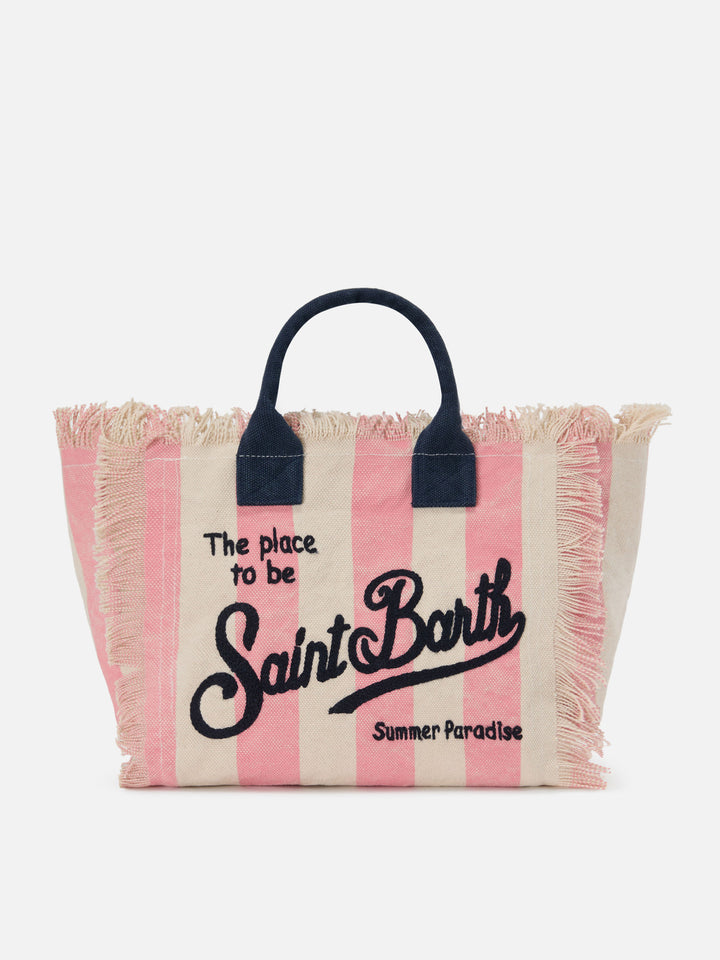 Borsa Colette in canvas a righe rosa