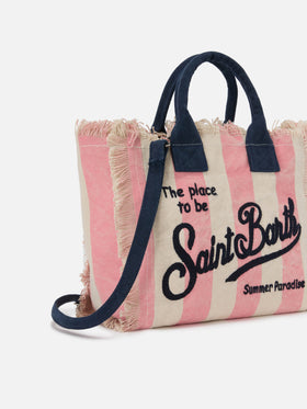 Borsa Colette in canvas a righe rosa