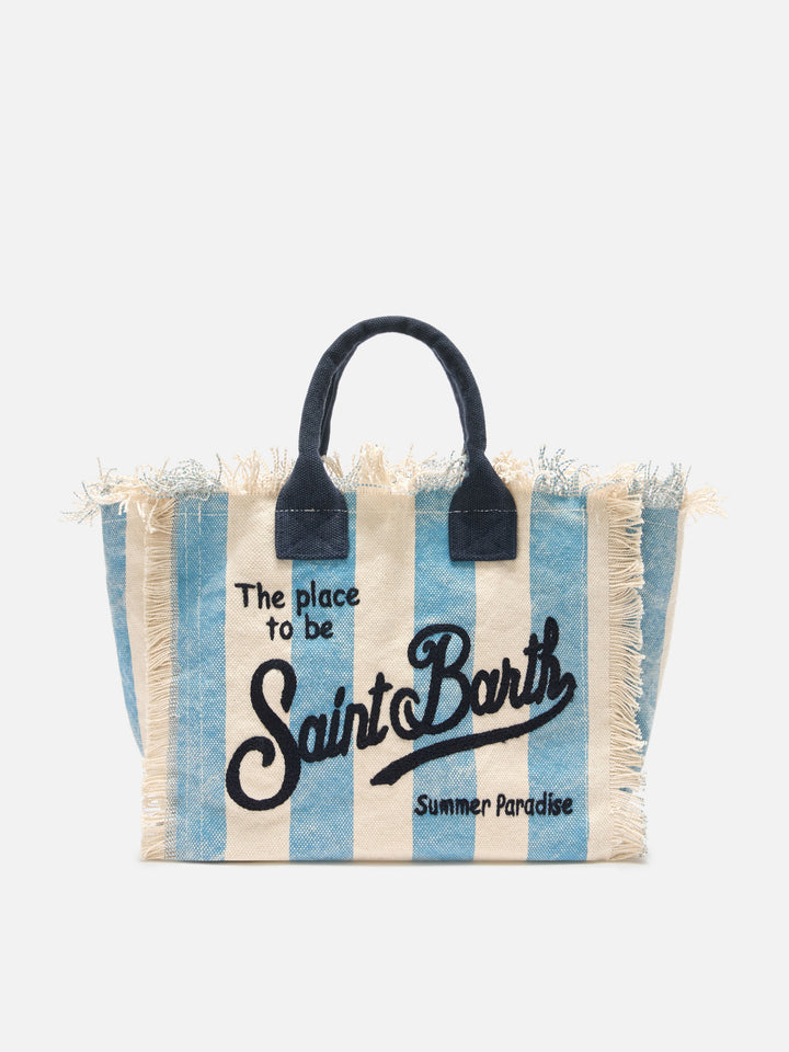 Borsa Colette in canvas a righe azzurre