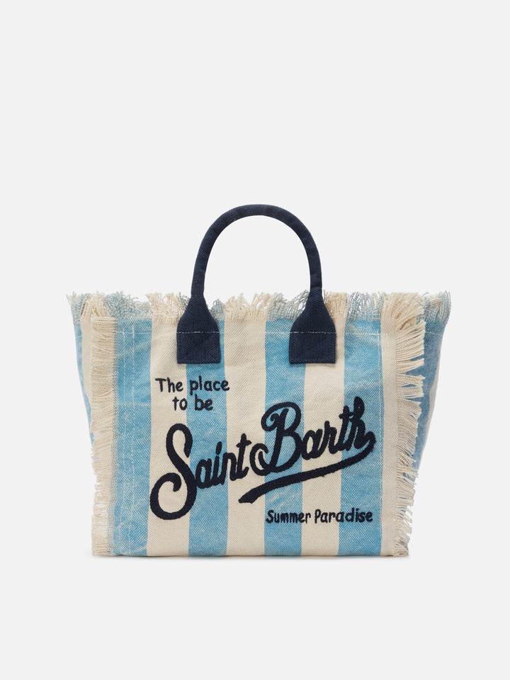 Borsa Colette in canvas a righe azzurre
