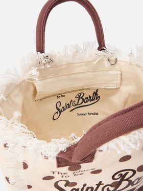 Borsa Colette in canvas a pois con logo ricamato