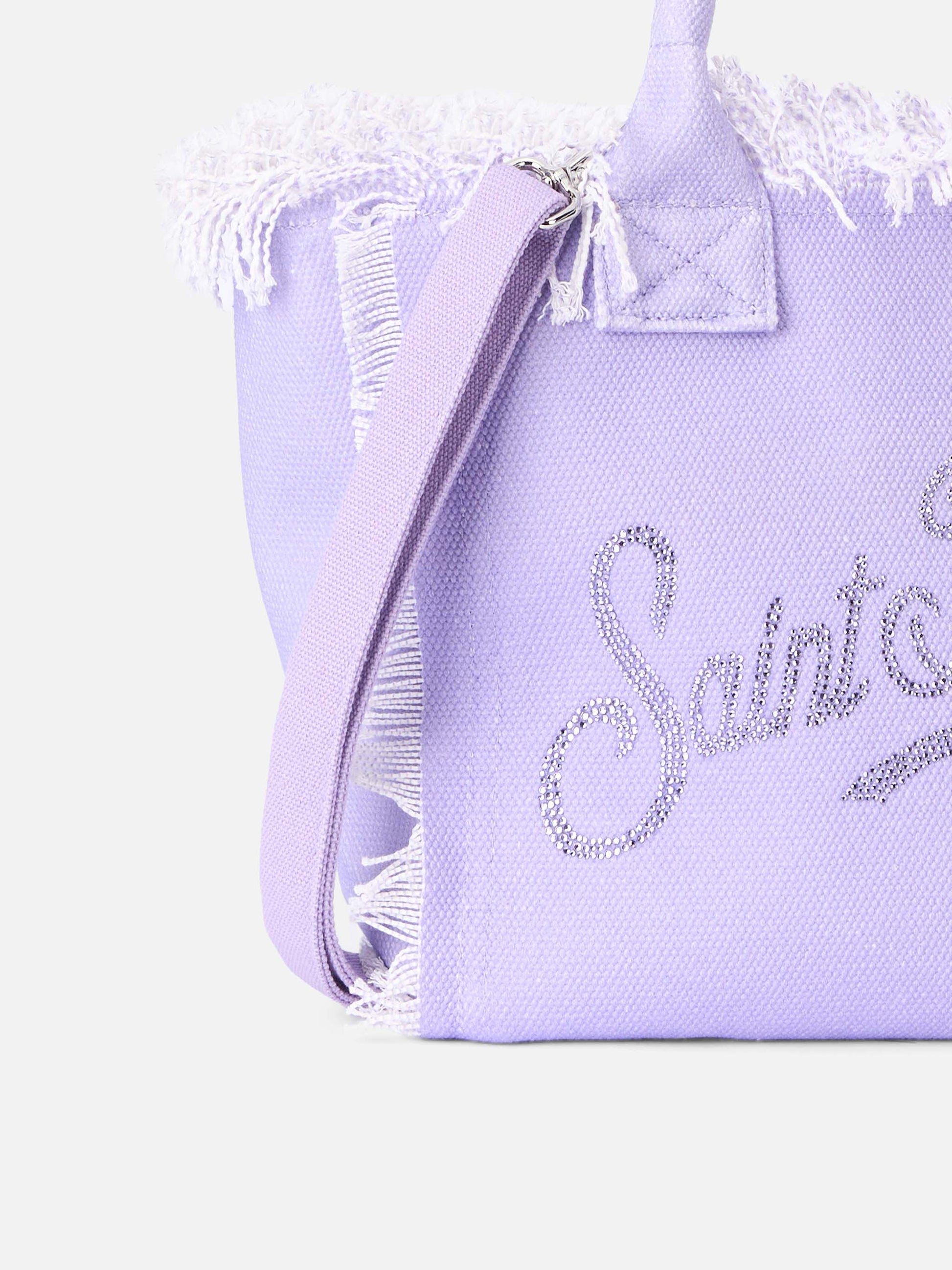 Colette lilac cotton canvas handbag with rhinestone logo - MC2 Saint Barth