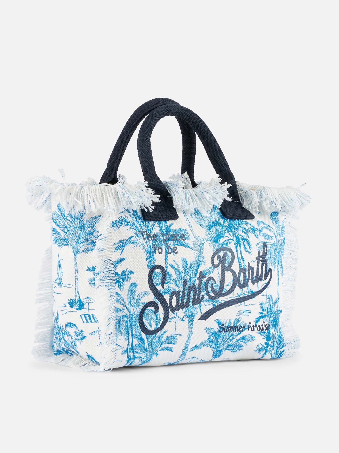 Colette cotton canvas handbag with toile de jouy print - MC2 Saint Barth