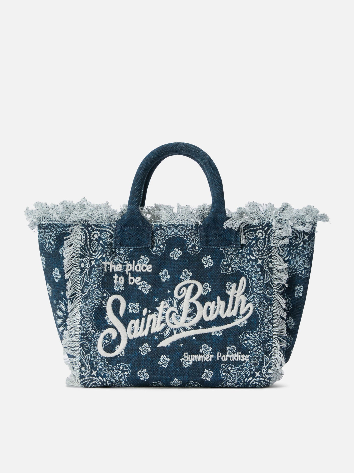 Borsa Colette in canvas azzurro con stampa bandana