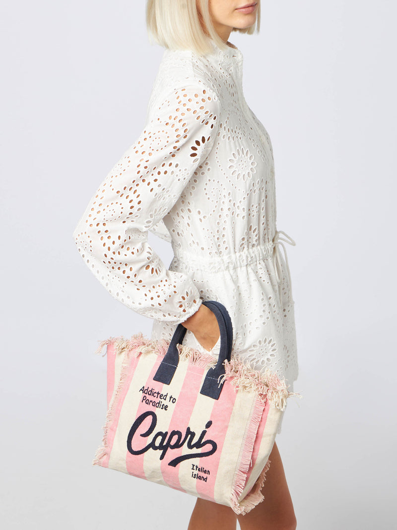 Capri-Handtasche „Colette“ aus gestreiftem Baumwollcanvas