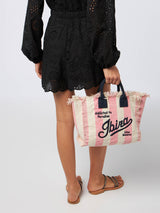 Ibiza-Handtasche „Colette“ aus gestreiftem Baumwollcanvas