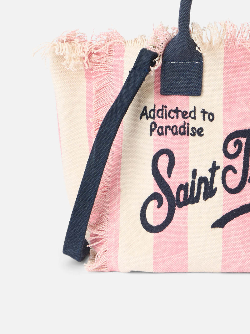 Saint Tropez gestreifte Colette-Handtasche aus Baumwollcanvas