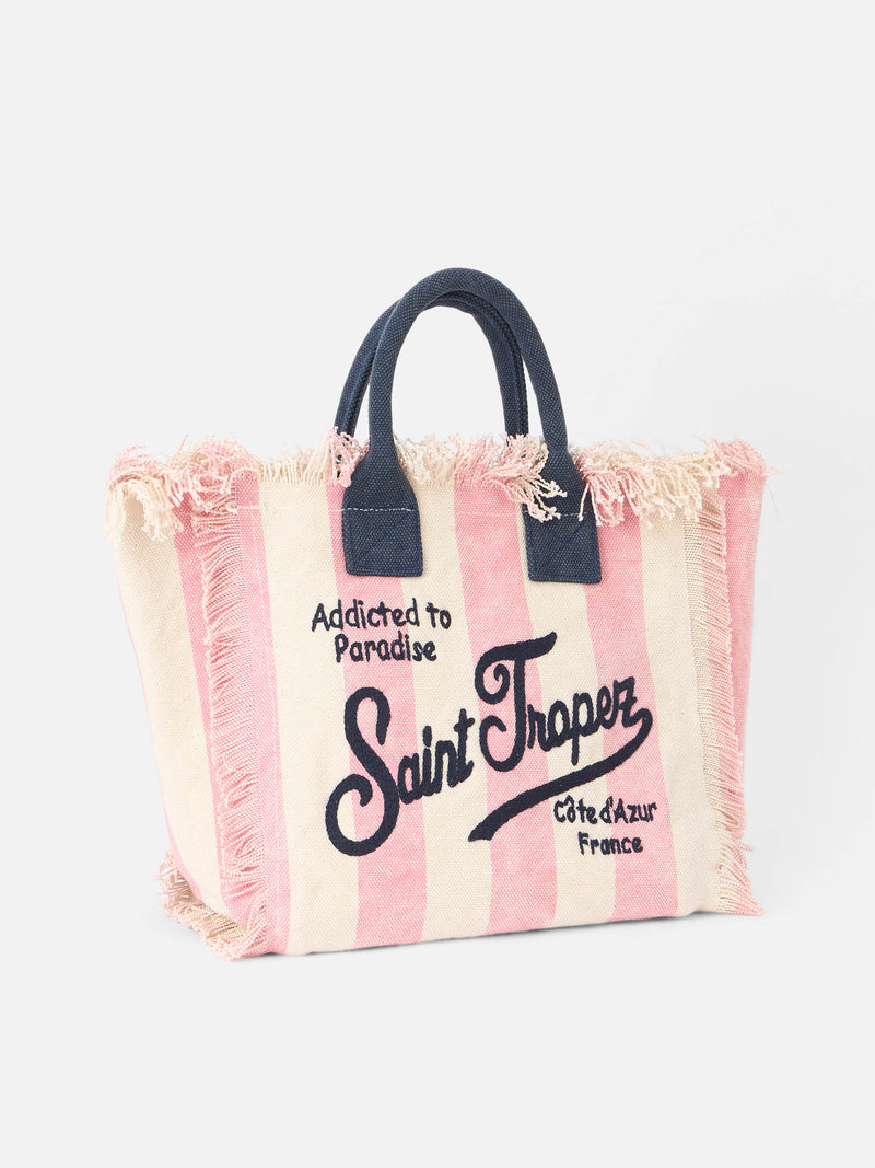 Saint Tropez gestreifte Colette-Handtasche aus Baumwollcanvas