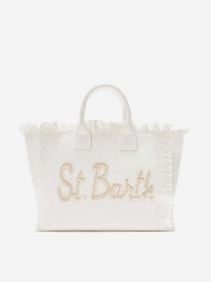 Borsa Colette in canvas con patch logo in tessuto bianco