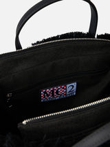 Black cable knit Colette handbag with logo embroidery