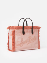 Rosa Colette-Handtasche aus Samt mit Strass-Logo