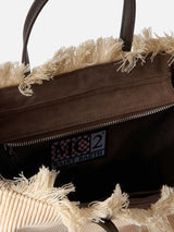 Camel corduroy Colette handbag with logo embroidery