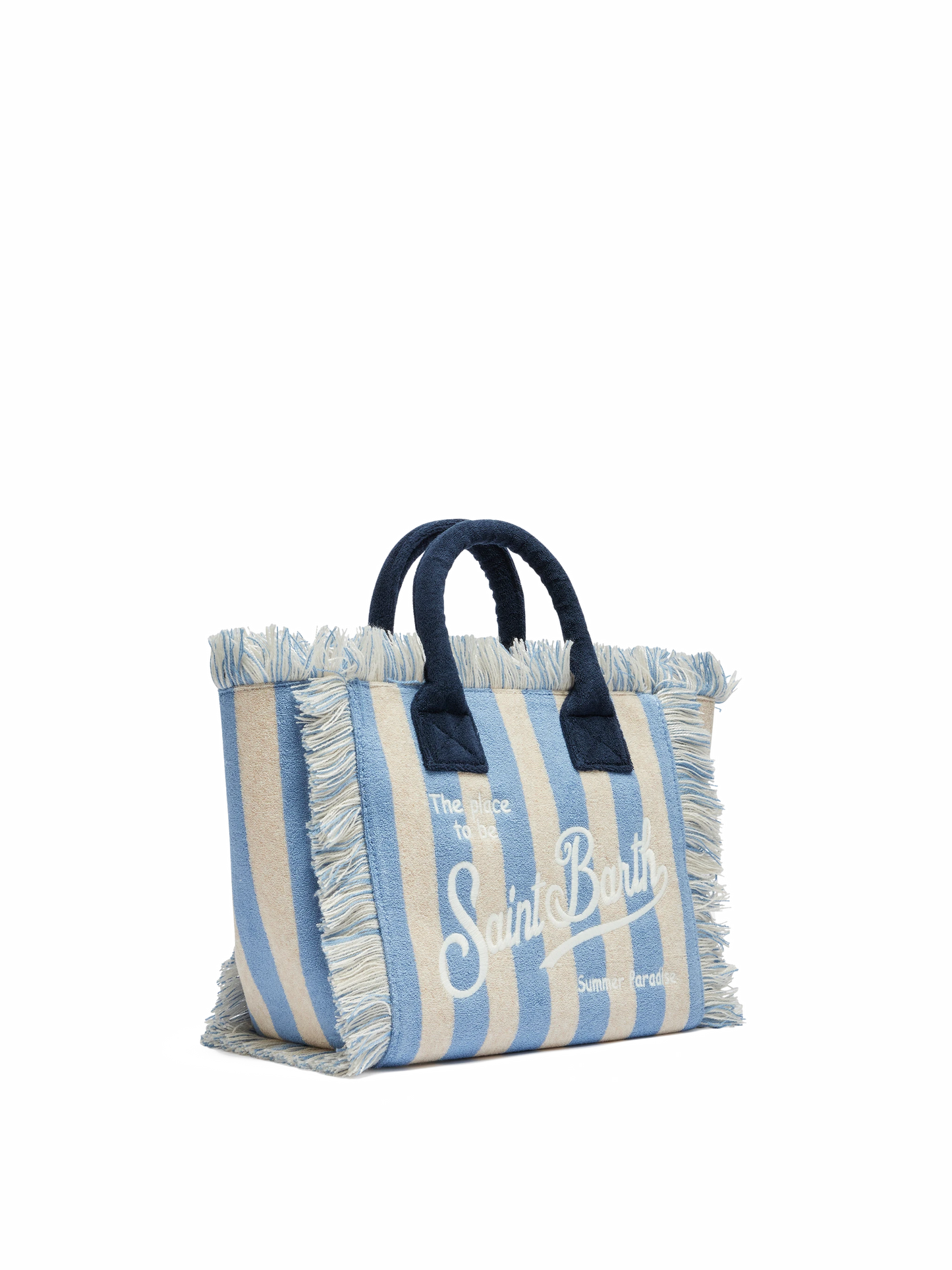 Colette Sponge light blue striped terry handbag - MC2 Saint Barth