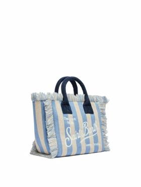 Colette Sponge light blue striped terry handbag - MC2 Saint Barth
