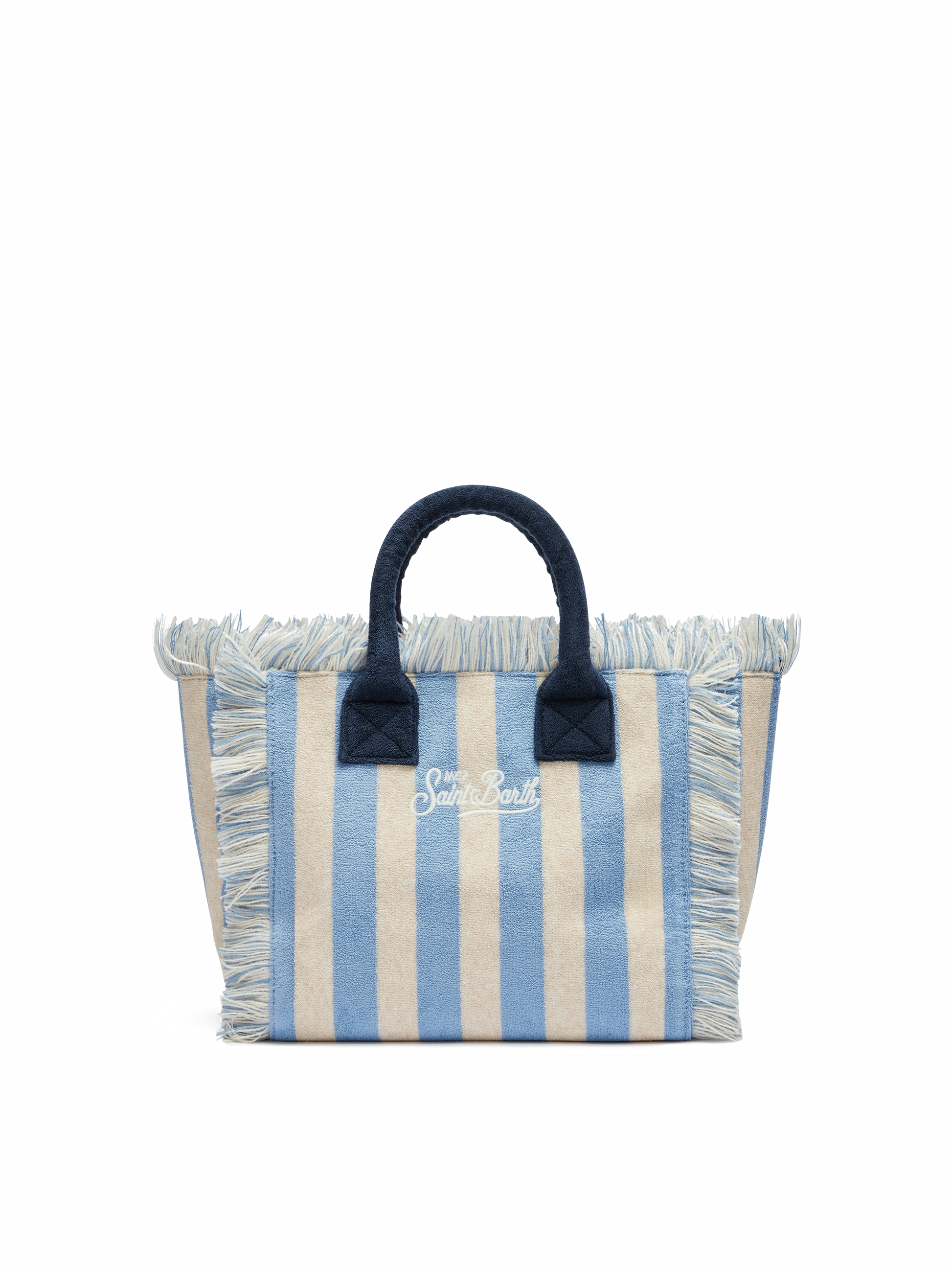 Colette Sponge light blue striped terry handbag - MC2 Saint Barth