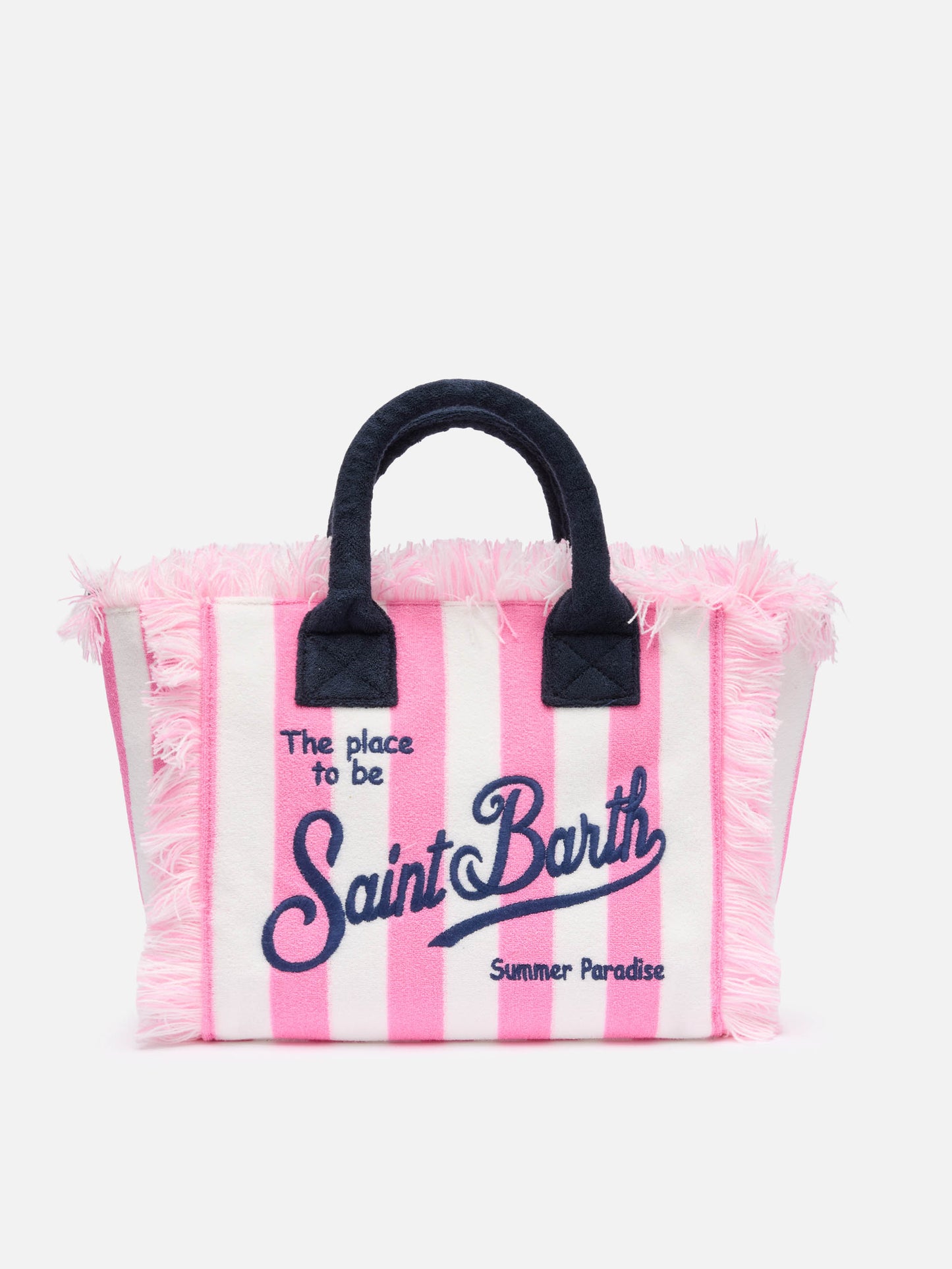 Borsa Colette in spugna rosa con stampa a righe rosa