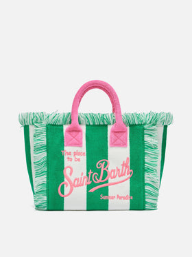 Colette Sponge green striped terry handbag