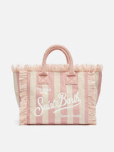 Borsa Colette in spugna rosa chiaro con stampa a righe rosa