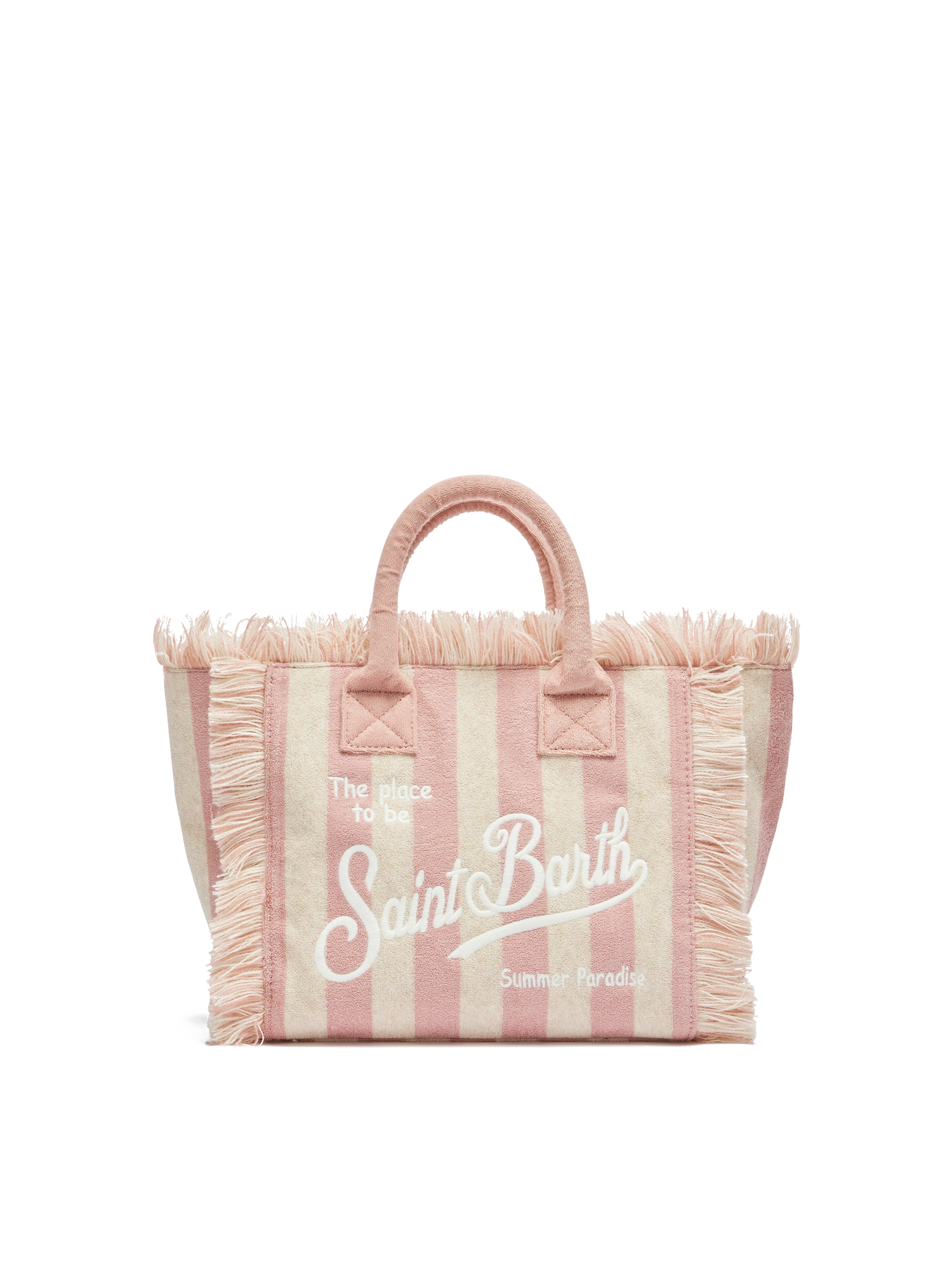 Colette Sponge light pink striped terry handbag - MC2 Saint Barth