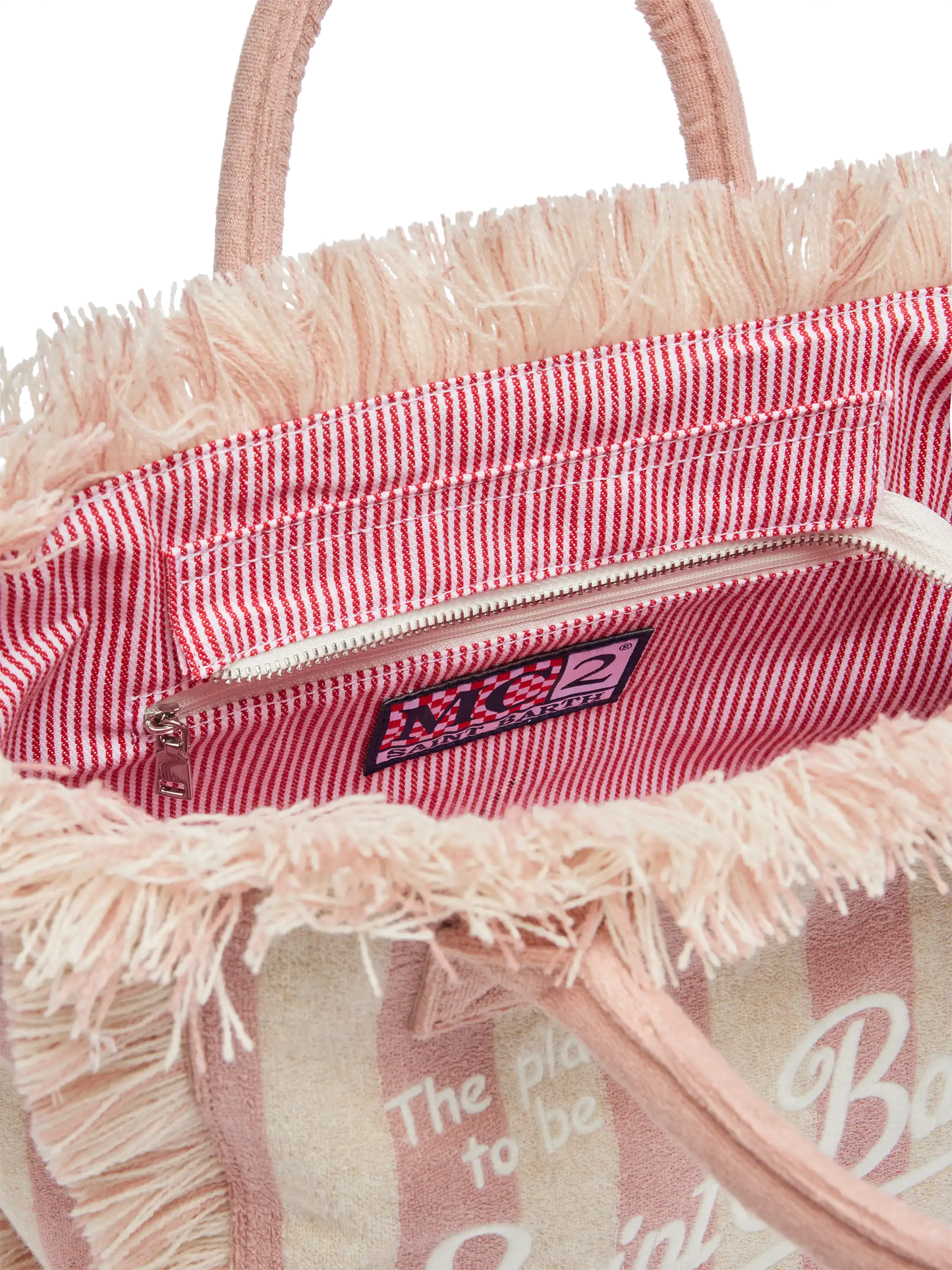Colette Sponge light pink striped terry handbag - MC2 Saint Barth