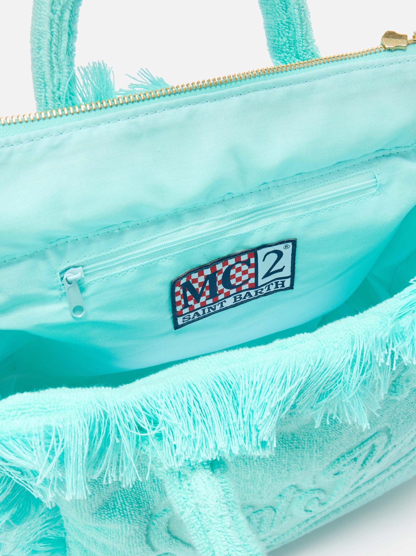 Solid aqua green terry effect Colette bag