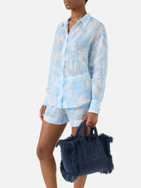 Blue solid color terry effect Colette bag