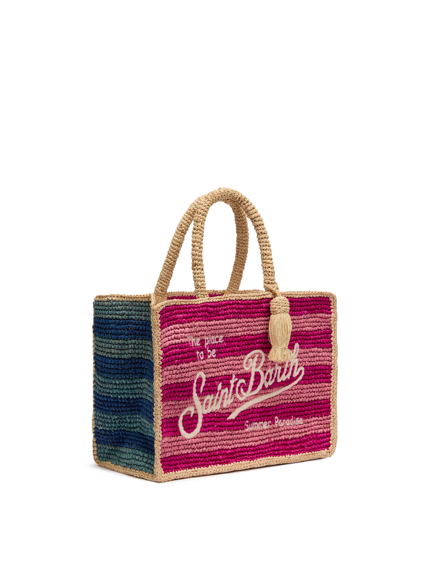 Colette Raffia multicolor striped handbag with logo embroidery - MC2 Saint Barth