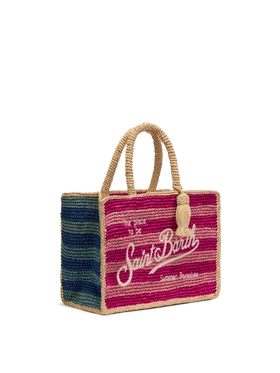 Colette Raffia multicolor striped handbag with logo embroidery - MC2 Saint Barth