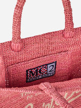 Rosa Colette Raffia-Handtasche mit Stickerei