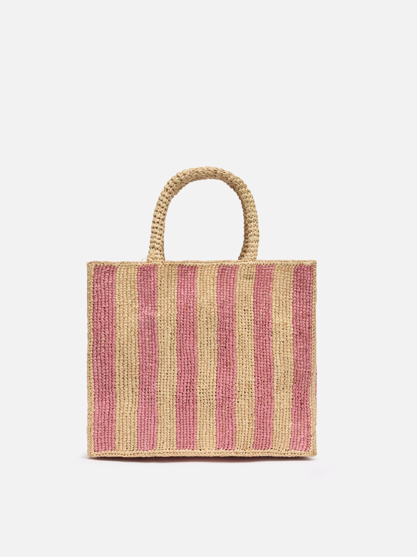Colette Raffia rosa gestreifte Handtasche mit Logo-Stickerei