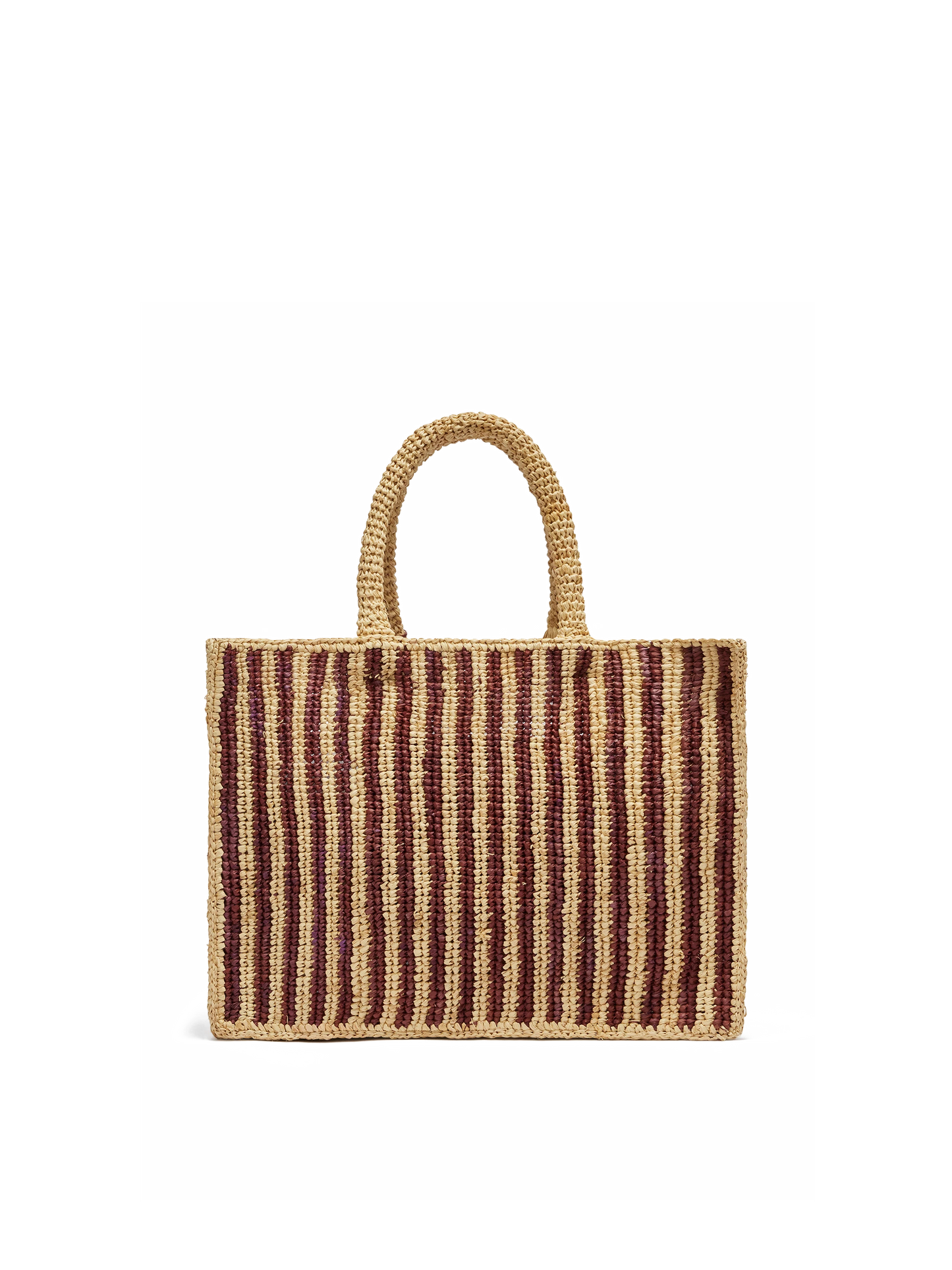 Borsa Colette in raffia a righe con logo ricamato e nappetta