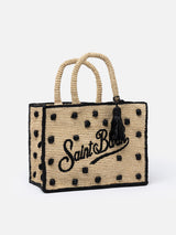 Natural beige Colette Raffia handbag with polka dot appliqués