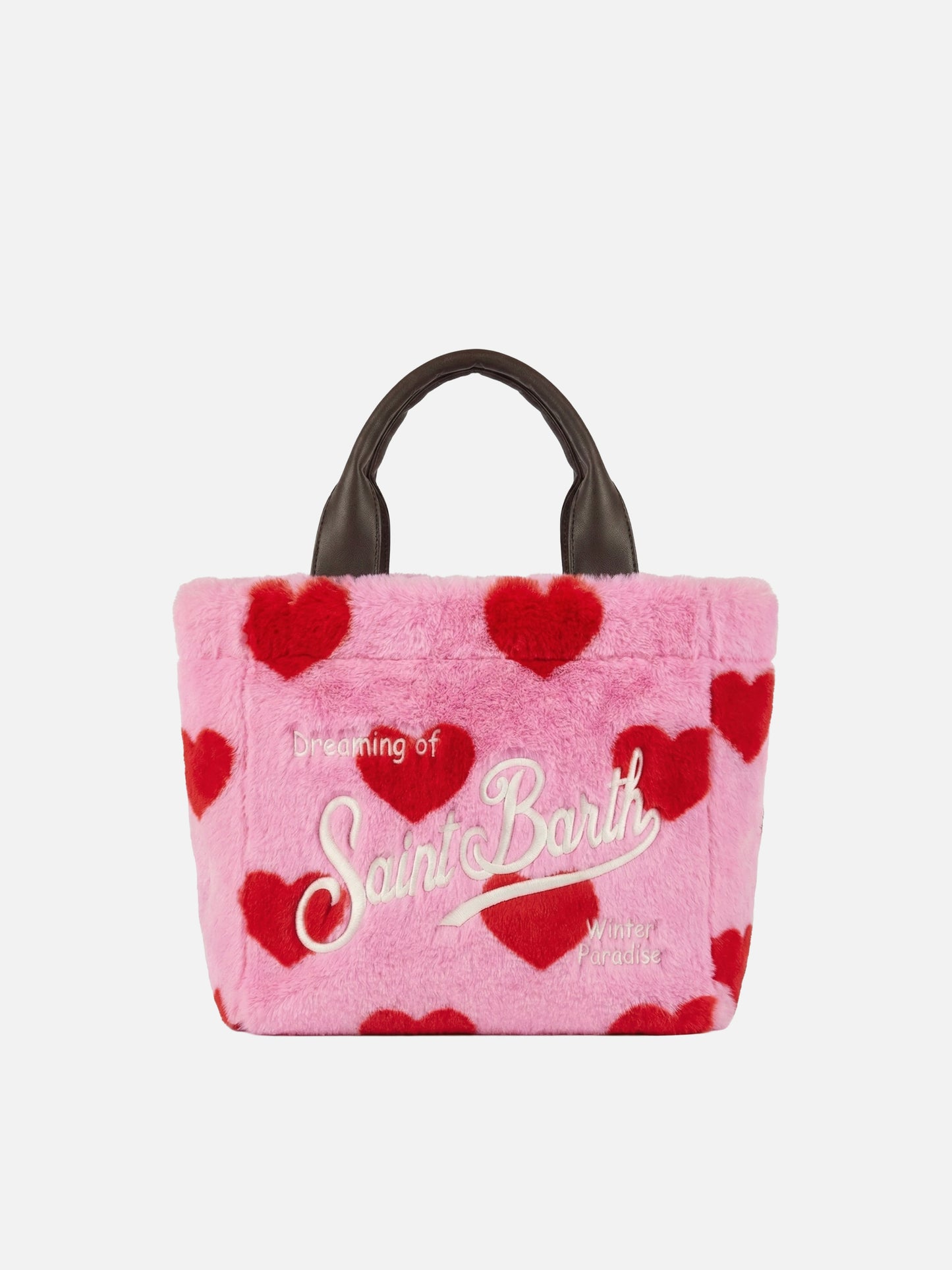Colette Soft faux fur bag with heart print