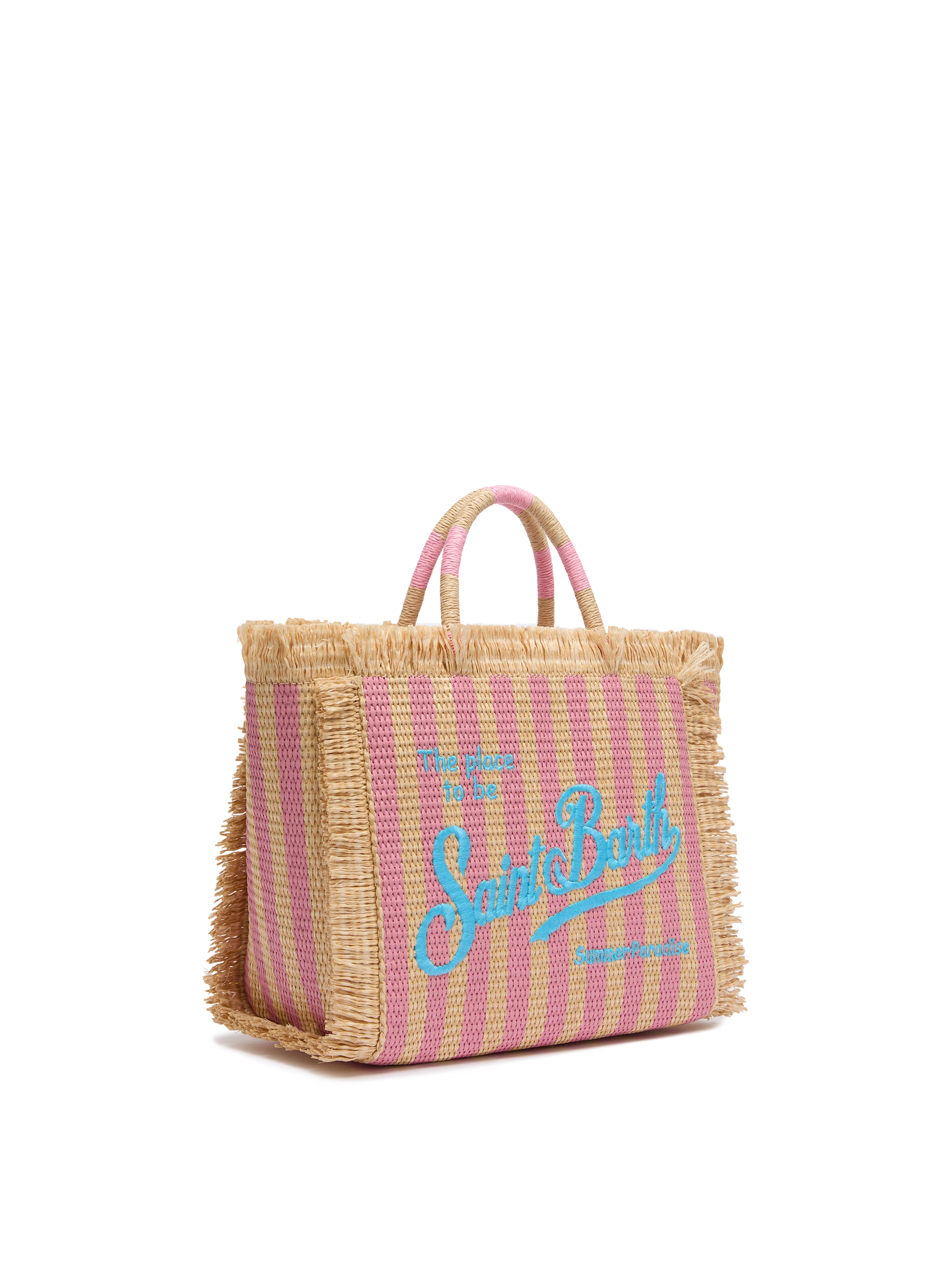 Colette Straw effect handbag with striped print - MC2 Saint Barth