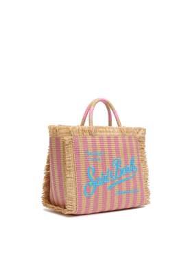Colette Straw effect handbag with striped print - MC2 Saint Barth