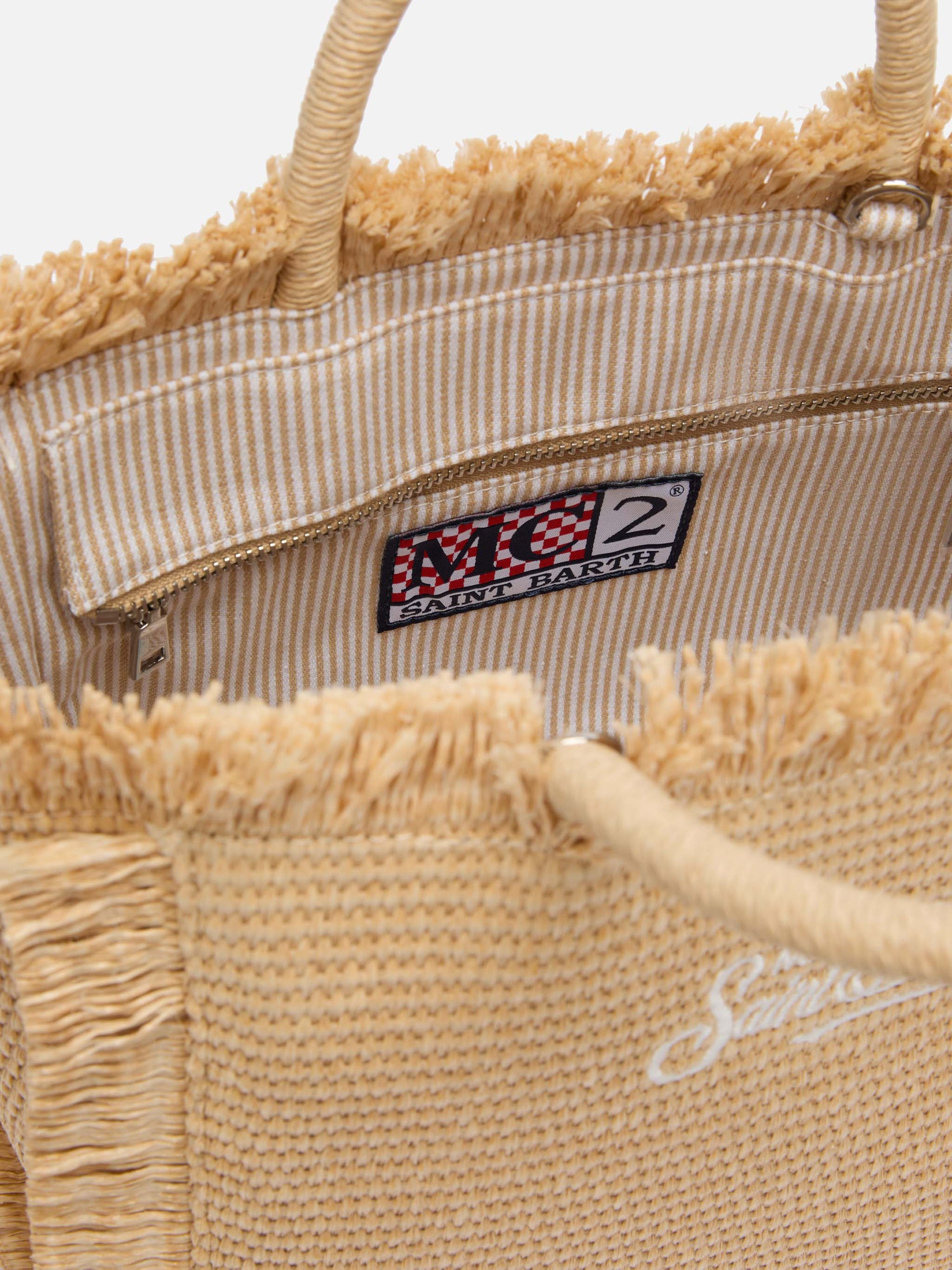 Colette Straw effect handbag with emboidered small logo - MC2 Saint Barth