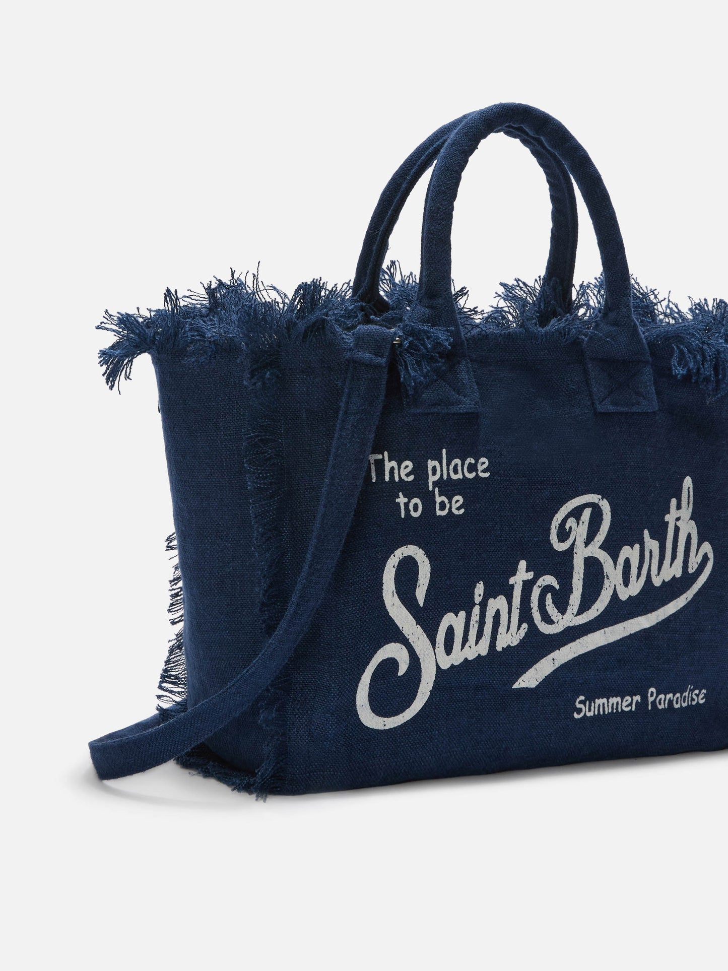 Borsa Colette in lino blu tinta unita