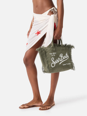 Borsa Colette in lino verde militare tinta unita