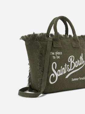 Borsa Colette in lino verde militare tinta unita