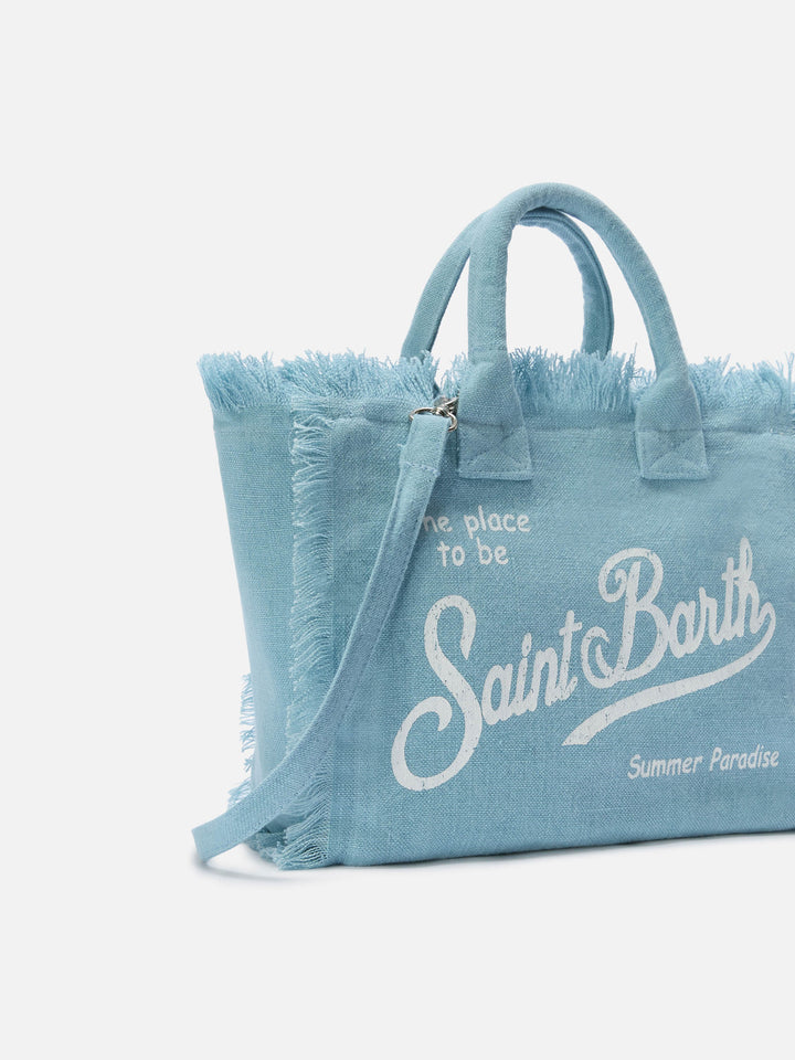 Light blue solid color linen Colette bag