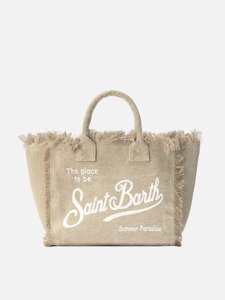 Borsa Colette in lino beige tinta unita