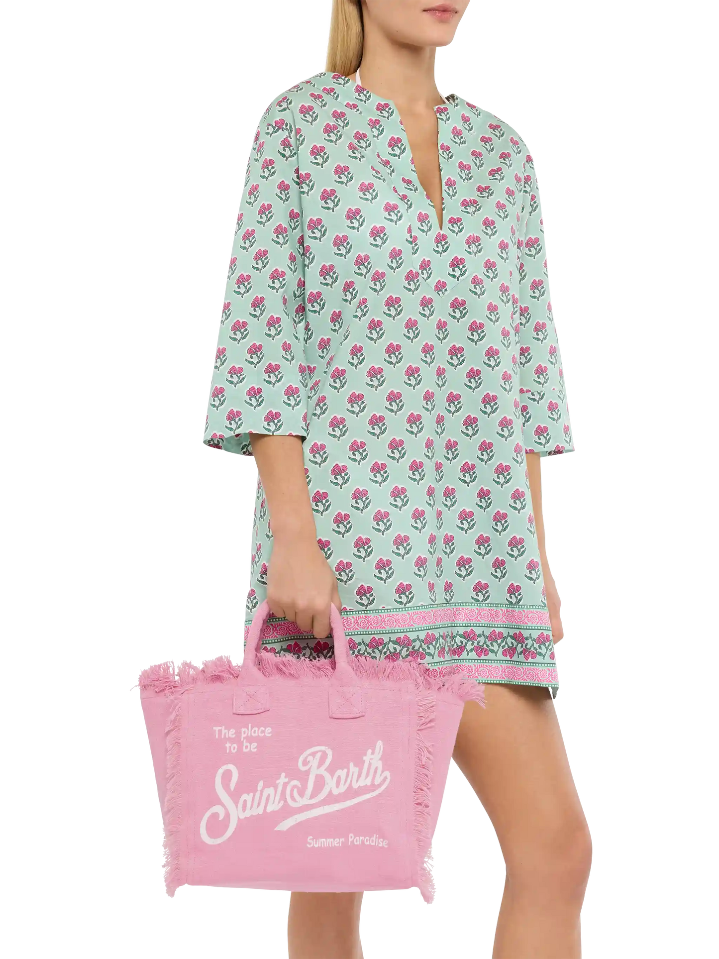 Borsa Colette in lino rosa tinta unita