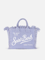 Lilac Colette Linen handbag with Saint Barth logo print