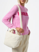 Borsa a mano Colette Puffer beige con tracolla