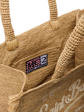 Colette Raffia handbag with logo embroidery and fringes - MC2 Saint Barth