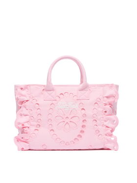 Colette pink handbag in Sangallo cotton lace with flounce - MC2 Saint Barth