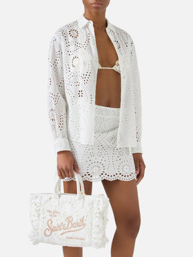 Colette Volant bag in white broderie anglaise cotton