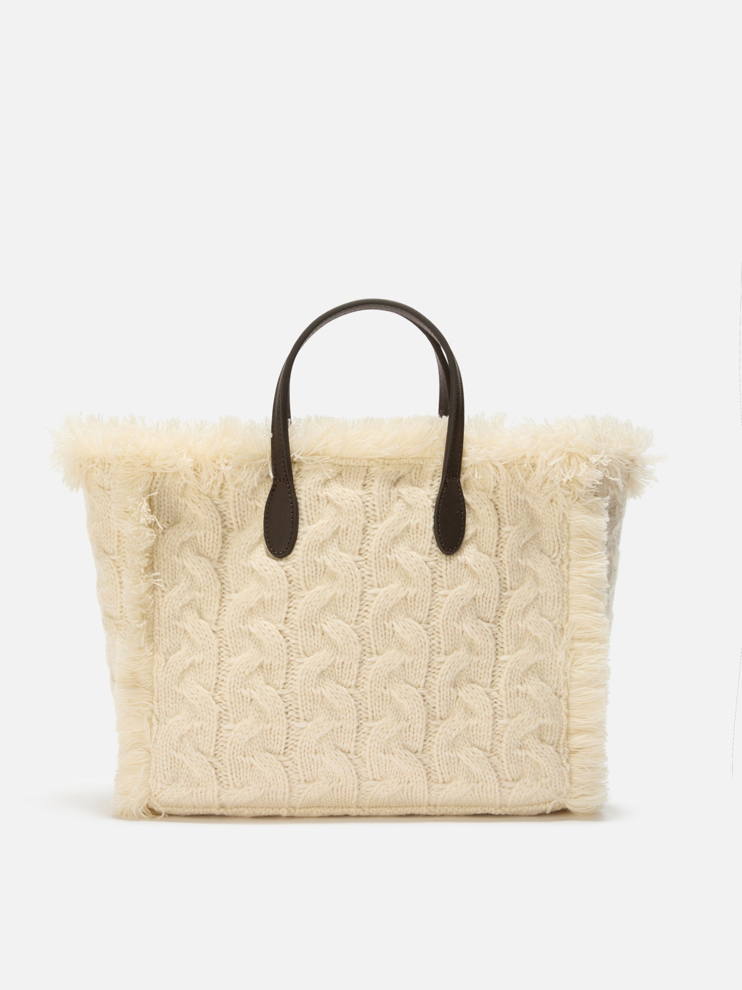 Colette Wool Braid Handbag in white braided wool blend with rhinestones